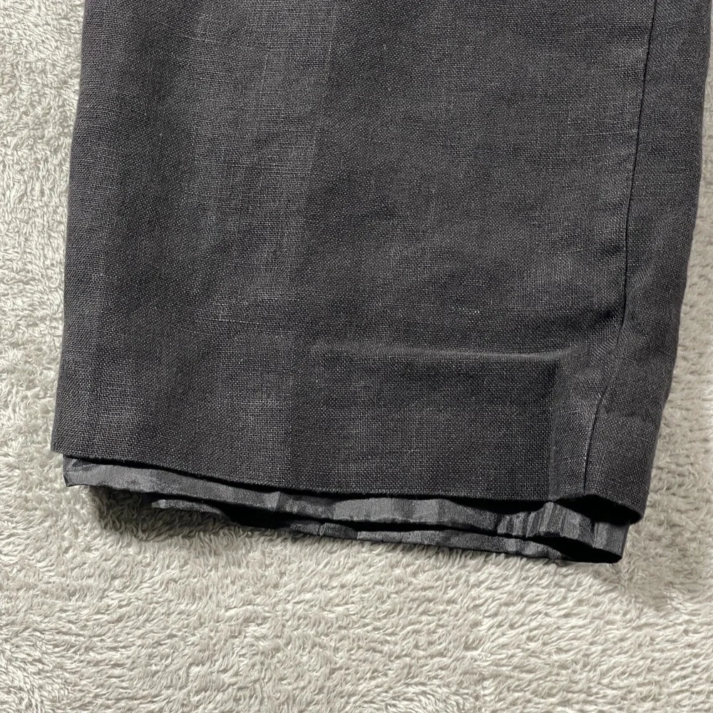 Talbots Khaki Black Casual Irish Linen 10 Wide Leg Outdoorsy Minimalist Preppy‎